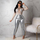 Frauen Latex Faux Pu Lederhose Hose Push Up Hohe Taille Dünne Hose Bleistift Herbst Winter Einfarbig Sexy Hose Weiblich