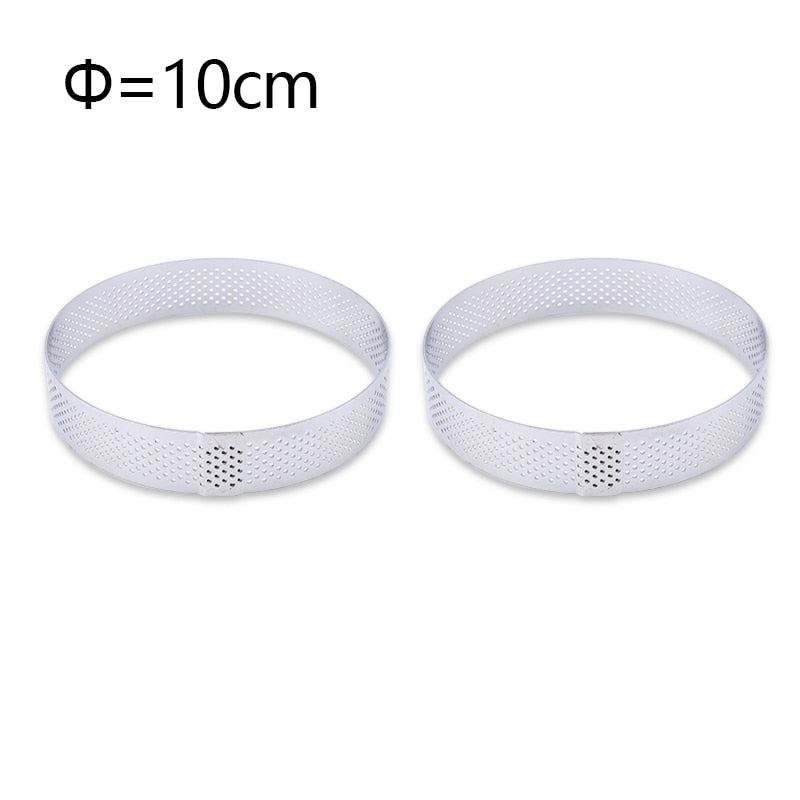 6 8 10 CM Stainless Steel Tart Mold Ring Tartlet Cake Mousse Molds Cookies Pastry Circle Cutter Pie Ring Perforated