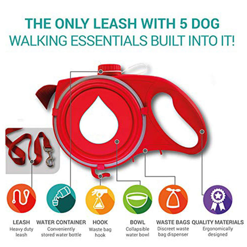 Dog Leash With Water Bottle Bowl Portable Nylon Pet Leash for Dogs Cats Outdoor Walking Travel Pet Traction Rope Dog Accessories