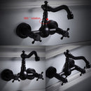 Grifos de cocina montados en la pared Grifo de fregadero de pared negro Grifo mezclador de agua fría y caliente de 2 manijas ELM204