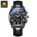 OLEVS Watch Multifunctional Sports Three Eyes Six Needles Chronograph Waterproof Luminous Men&