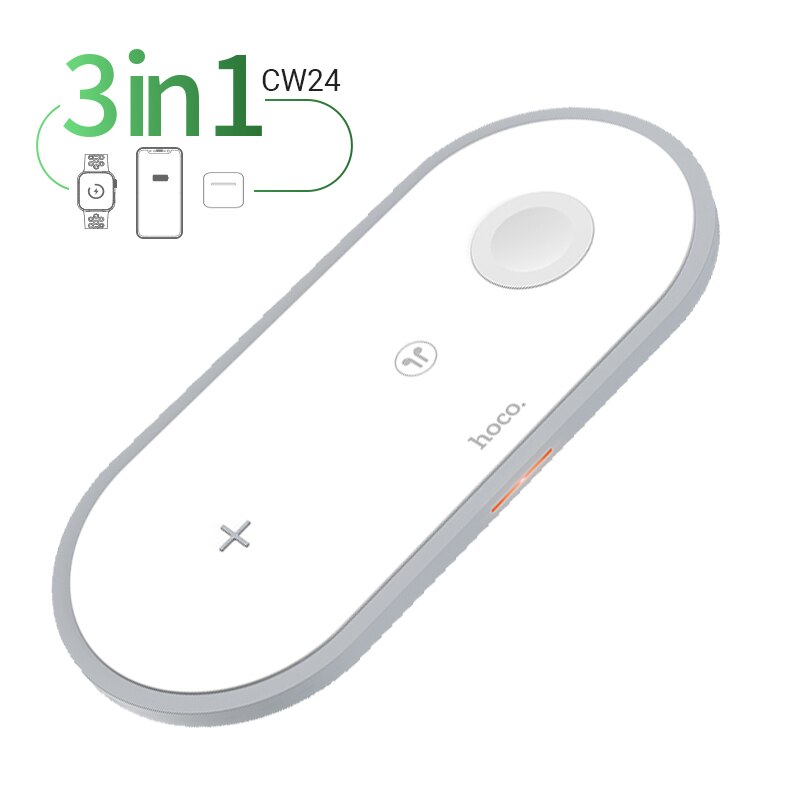 hoco 3 in 1 fast wireless charger 5W 7.5W 10W for iphone samsung headset watch QI charger desktop dock wireless charging pad