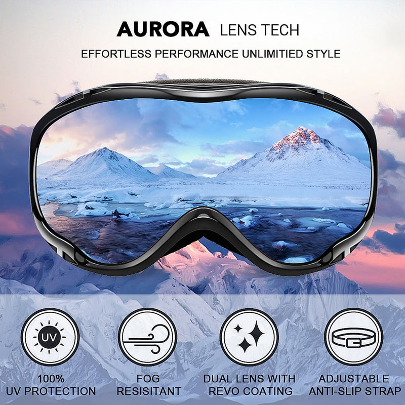 MAXJULI Ski Googles UV Protection Anti-Fog Snow Goggles for Men Women Youth M1