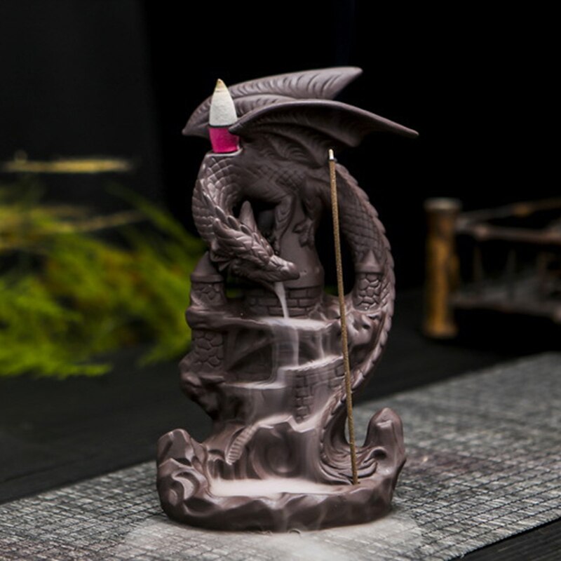 Incense Waterfall Incense Burner Ceramic Dragon Decorative Game Mixed Incense Cone Waterfall Smoking room Decor