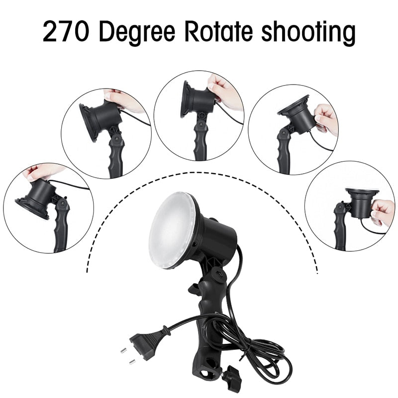 LED Lamp Photography Studio Light Bulb Portrait Soft Box Fill Light Bulb with 37CM Light Stand Tripod Photo Studio