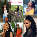 Onda ondulada natural Cordón Cola de caballo Cabello humano Brasileño Afro Clip en extensiones Cabello Remy Onda de agua Cola de caballo 4 peines 150g