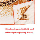 90 cm Leopard Twill Hijab Seidenschal Handgefertigtes gekräuseltes Design Luxusmarke Quadratischer Schal Frauen Bandana Foulard Kopftücher Schal