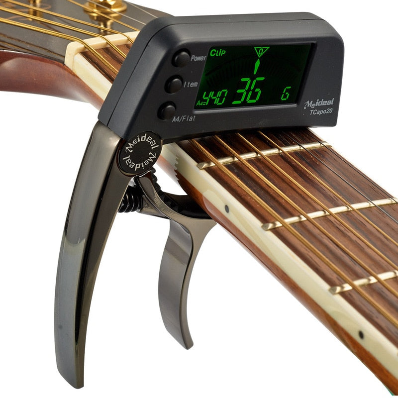 TCapo20 Acoustic Guitar Tuner Capo Guitar Capofret 2 in 1 Capo Tuner Metall für E-Gitarre Bass Chromatic Parts