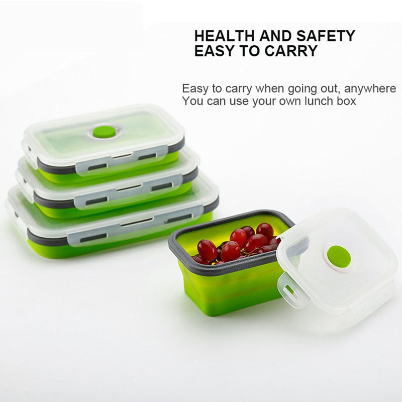 Food Storage Containers With Lids Silicone Collapsible BPA Free Lunch Fruit Salad Box Set reezer Microwavable