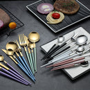 24 teile/satz Steakmesser Gabel Kaffeelöffel Teelöffel Goldbesteck Küche Geschirr Gehobenen Edelstahl Western Geschirr Set