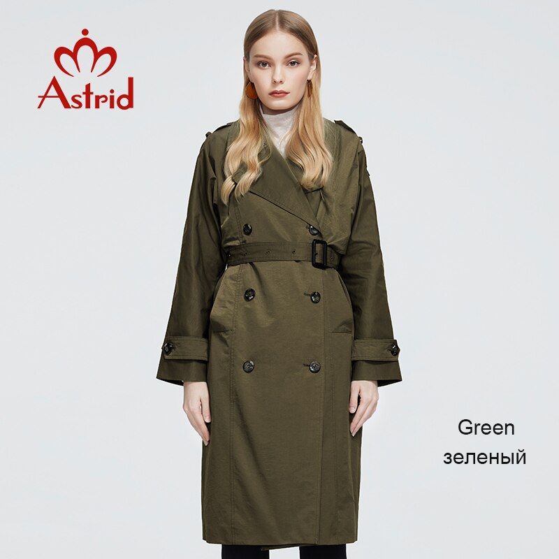 Astrid New Spring Autumn Trench Coat long Fashion Windproof  hood large size Outwear Windbreaker female clothing 7246