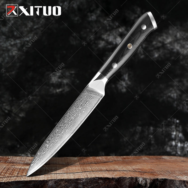 XITUO Damasco Chef cuchillo 1-8 piezas profesional Japón Sankotu Cleaver hueso cuchillos utilidad Kiritsuke pelado cuchillo de cocina