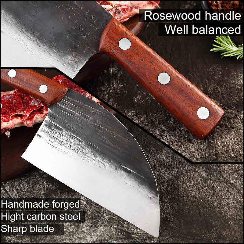 XITUO Superior Professional Handmade Forged Carbon Steel Chef Kitchen Slicing Chopping Kitchen Knife Traditional Cooking Tools