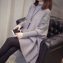 2022 Herbst und Winter neue lose Pullover Mantel Frauen halbhoher Kragen Pullover Wrap Swing Perlenstickerei