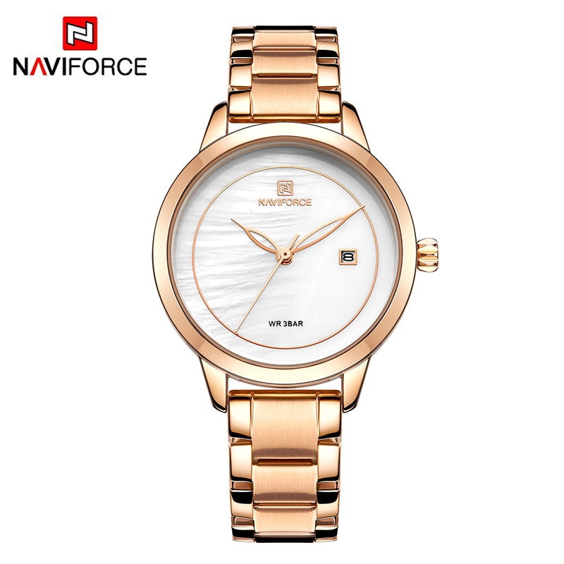 Relojes de cuarzo de marca de lujo NAVIFORCE, reloj de pulsera resistente al agua con fecha única a la moda para mujer, reloj de regalo para mujer, reloj femenino 2019