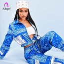 Paisley Bandana Print Zwei 2-teiliges Set Damen Fitness Sweatsuit Zipper Up Sweatshirt + Jogger Pants Set Trainingsanzug Vintage Outfits