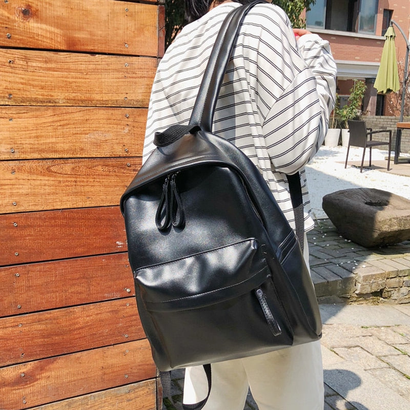 Mochila de mujer de estilo preppy a la moda, mochila escolar de cuero, mochilas para adolescentes, mochila de viaje de pu de gran capacidad, mochila Sac A dos