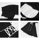 QWEEK Goth Maid Kleid Kawaii Gothic Milchmädchen Lolita Outfit Cosplay Kostüm E Mädchen Puffärmel Verbandkleid 2021 Mall Goth Emo