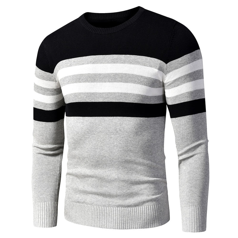 4XL Men 2020 Autumn New Casual Striped Thick Fleece Cotton Sweater Pullovers Men Outfit Fashion Vintage O-Neck Coat Sweater Men