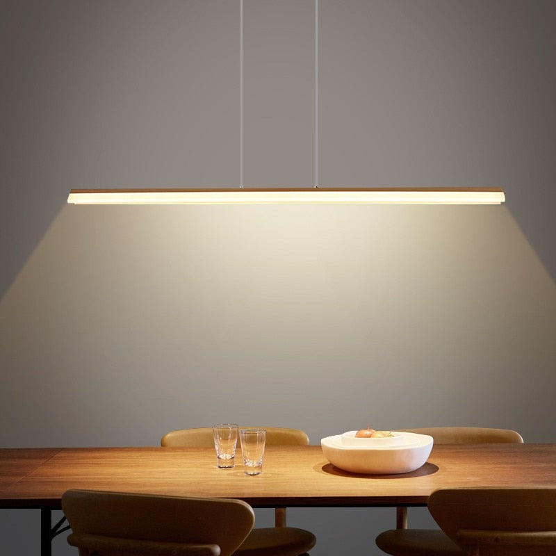 LED Chandelier Black / Coffee / Gold Modern Simple Study Long Pendant Lamp Dining Room Office Bar Restaurant Deco Hanging Light
