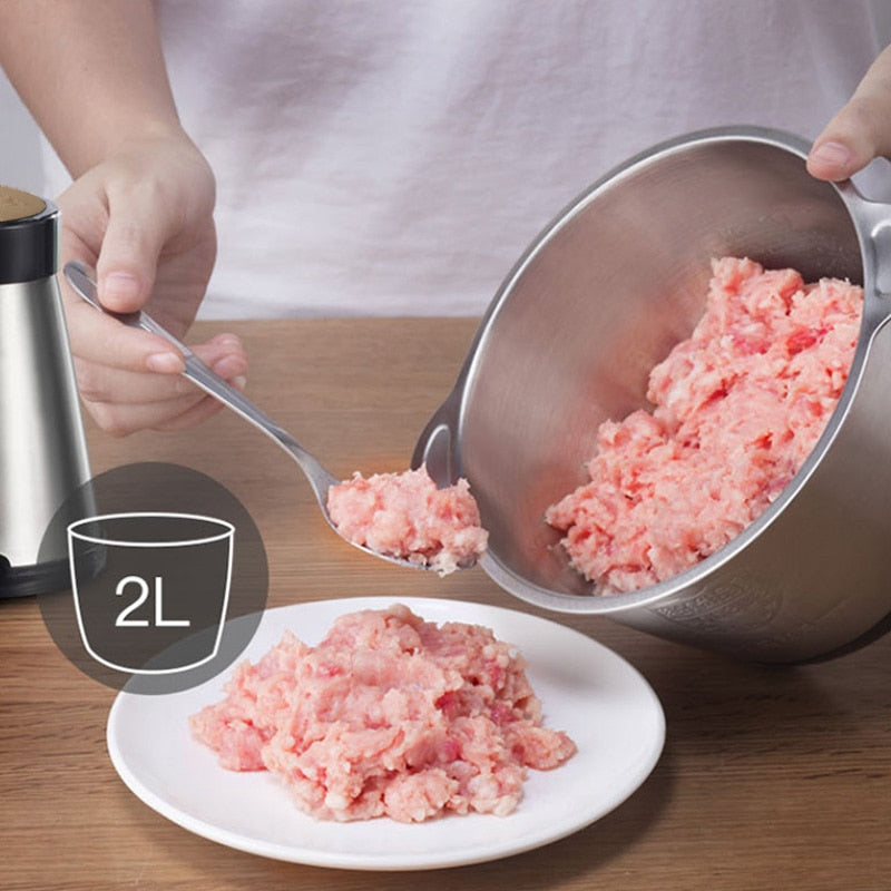 VOA 2 Speeds Electric Chopper Stainless Steel Meat Grinder Mincer Food Processor Slicer  2LCapacity Baby Supplement Machine