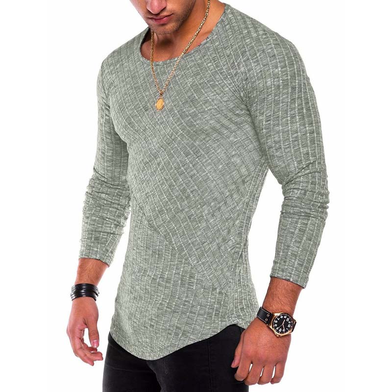 Suéter ajustado de S-4XL de talla grande para hombre, jersey de punto fino con cuello redondo para primavera y otoño 2021, jerséis informales sólidos para hombre, jerséis para hombre