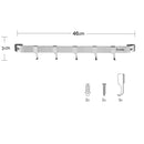 Seacreating 46CM Home Storage Küchenschiene mit 5 Haken Wandmontierter Utensilienhalter aus geschmiedetem Edelstahl zum Aufhängen
