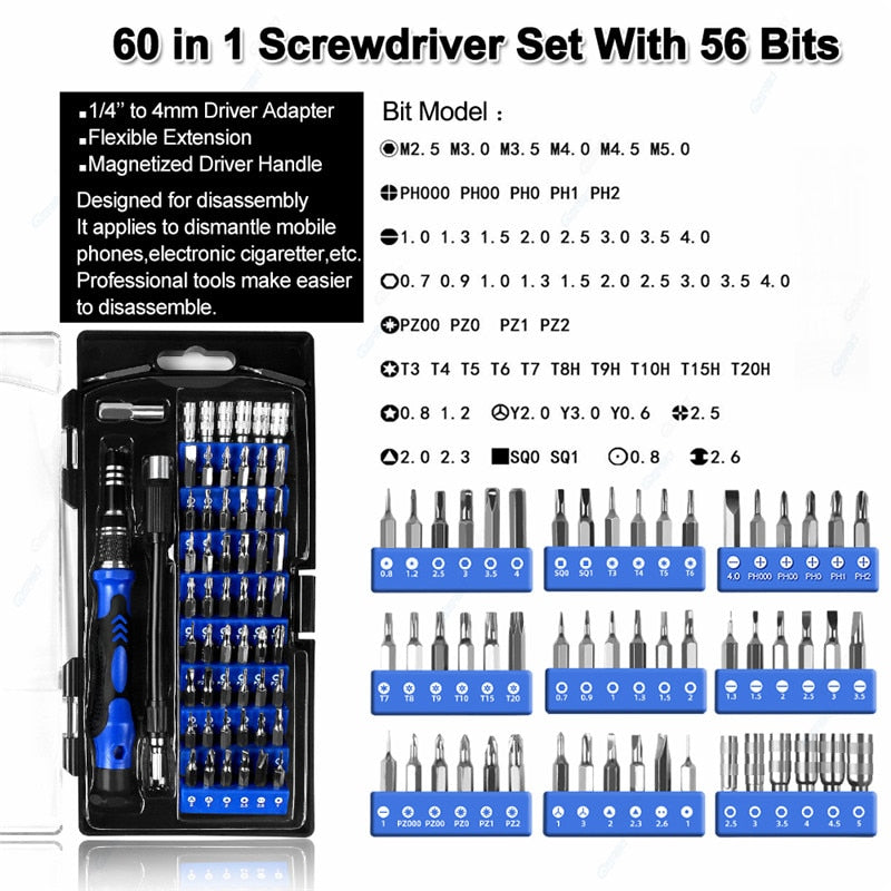 Professional Cell Phones Repair Tool Sets 80 in 1 Precision Screwdriver Kit For iPhone iPad Samsung Laptop Smartphones Repair