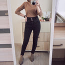 Pencil Jeans Damen Vintage Hohe Taille Röhrenjeans Jeans Stretch Jeans Boyfriend Mom Jeans Schwarz Grau