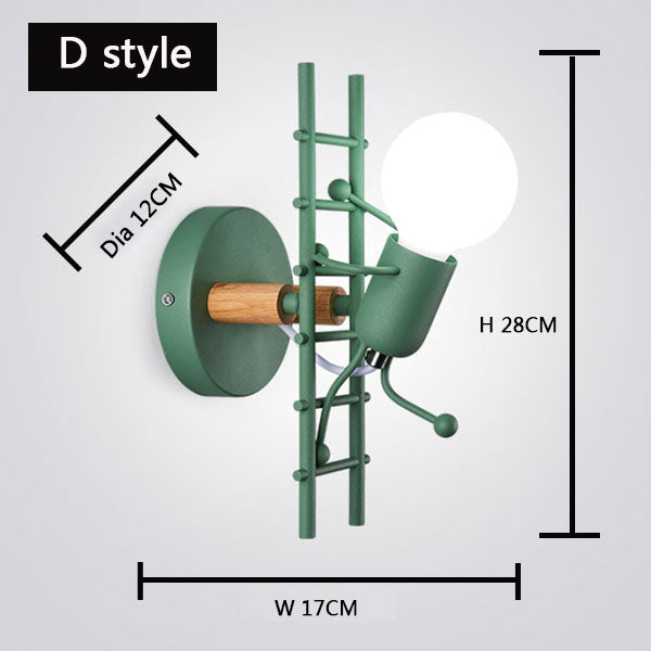 Einfachheit Streichholz Mann Cartoon Wandleuchte Kinderzimmer Küche Esszimmer Schlafzimmer Foyer Studie Balkon Gang Wandleuchte