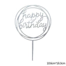 Happy Birthday Cake Topper Acryl Gold Silber Cake Flag Cupcake Topper für Jungen Mädchen Geburtstagsfeier Dekorationen Hochzeit Zubehör