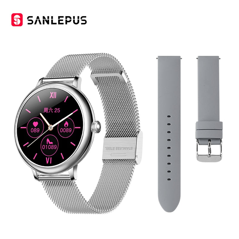 2022 SANLEPUS Stilvolle Damen Smart Watch Luxus Wasserdichte Armbanduhr Edelstahl Lässige Mädchen Smartwatch Für Android iOS