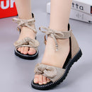 Neue 2022 Sommer Mädchen Sandalen Mode Bowknot Reißverschluss Prinzessin Mädchen Schuhe Kinder Kinder Baby Party Flache Sandalen Schuhe A857