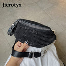 JIEROTYX Mode Strass Frauen Tasche Gürteltasche Gürteltaschen Brust Hüfttasche Reise Lässig Weibliche Kettenriemen Punk Gürteltasche