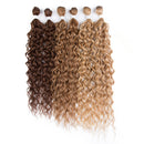 Magia Sintética 6 UNIDS 24 26 28 pulgadas Paquetes de Cabello Rizado Ombre Color Rubio Extensiones de Cabello Rizado Accesorios Para el Cabello Rizado