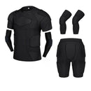 Herren Sport Knieschützer Ellbogen Stoßschutz Kompression Gepolsterte Shorts Shirt Weste Set Fußball Basketball Schutzausrüstung Brust Rippenschutz