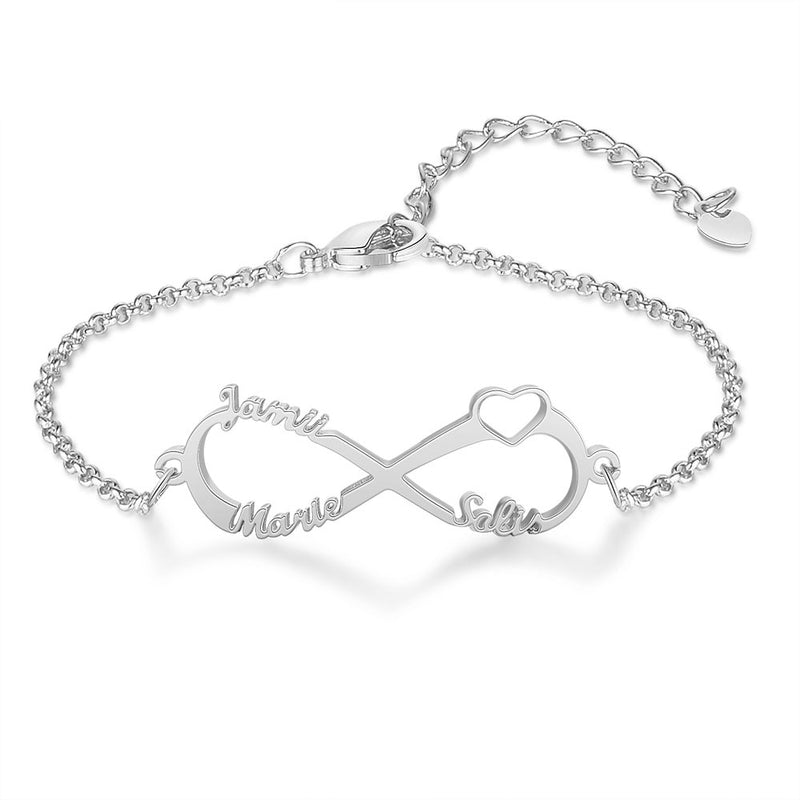 JewelOra 925 Sterling Silver Custom Name Infinity Bracelet Personalized Children Bracelets for Girls Kids Silver Jewelry Gifts