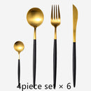 24 teile/satz Steakmesser Gabel Kaffeelöffel Teelöffel Goldbesteck Küche Geschirr Gehobenen Edelstahl Western Geschirr Set