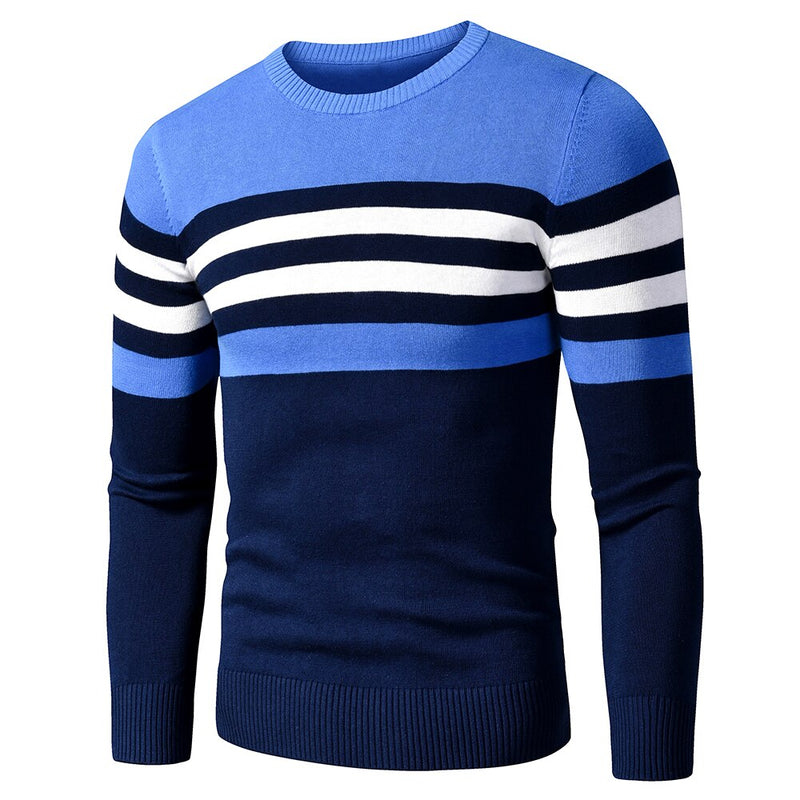 4XL Men 2020 Autumn New Casual Striped Thick Fleece Cotton Sweater Pullovers Men Outfit Fashion Vintage O-Neck Coat Sweater Men