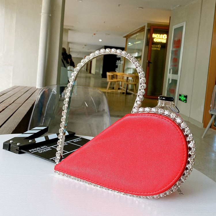 Luxury Heart-shaped Diamond Leather Women Party Clutch Bag Purses and Handbags Evening Bag Female 2020 Designer Bags Wedding Bag