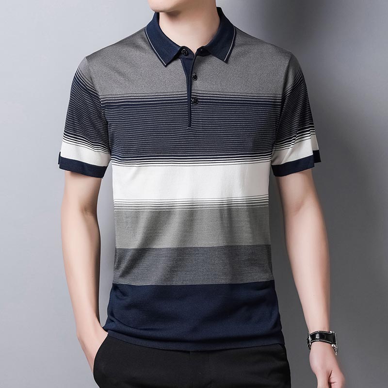 Camiseta Polo de manga corta de marca 2022 para hombre, ropa informal de verano a rayas para hombre, polos, camisas de moda para hombre, Polo ajustado 721