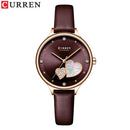 CURREN Uhren Damenmode Leder Quarz Armbanduhr Charming Strass Weibliche Uhr Zegarki Damskie