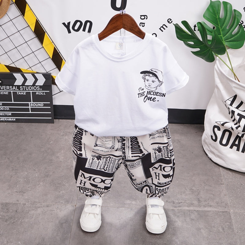 Kids Clothes Toddler Boys Clothing Set Children Summer Cartoon Kids sketch Tops Shorts Infantil Baby Suit 2-7years