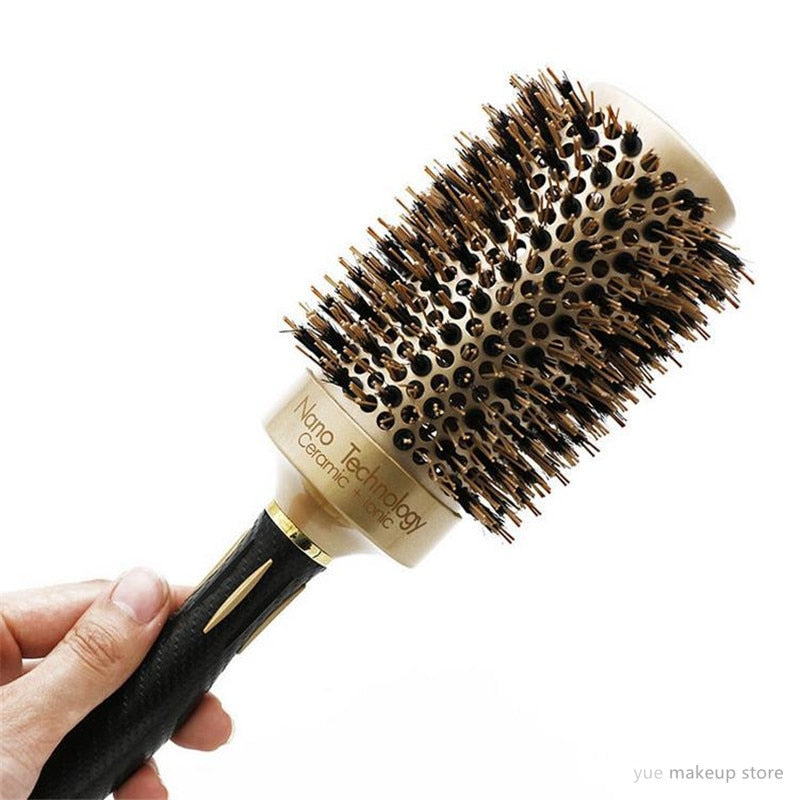 Professional 4 Sizes Round Hair Comb Curling Hair Brushes Comb Ceramic Iron Barrel Comb Hairdressing Styling Tools Wholesale 30#