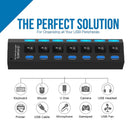 USB HUB 3.0 4 7 Port USB Multi Splitter mit Netzschalter Netzteil Adapter für Macbook PC Computer Laptops Notebook Zubehör