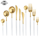 Weißgold Besteckset Western 18/10 Edelstahl Geschirr Home Löffel Gabel Messer Essstäbchen Kit Geschirr Sets Geschirr