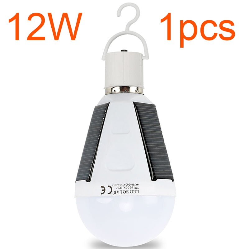 Rechargeable Led Bulb E27 LED Solar Lamp 7W 12W 85V-265V Outdoor Emergency Solar Powered Bulb travel Fishing Camping Light