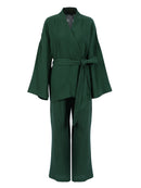 100% Baumwolle Damen Nachthemd Robe Pyjama Sets Flare Nachthemd Hosenanzüge Tropfenärmel Set Frau 2 Stück Bademantel für Frauen