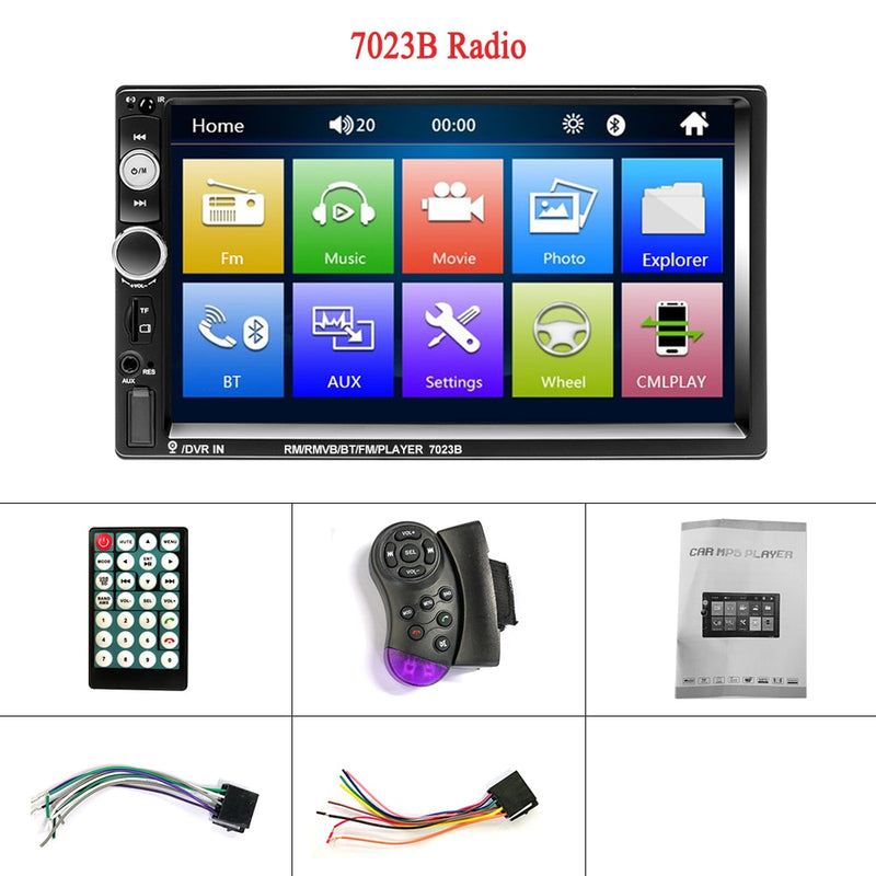 Podofo Universal 2 Din Car Radio Stereo 7 INCH HD Touch Screen Multimedia Player BT Autoaudio FM Receiver Mirror Link Monitor