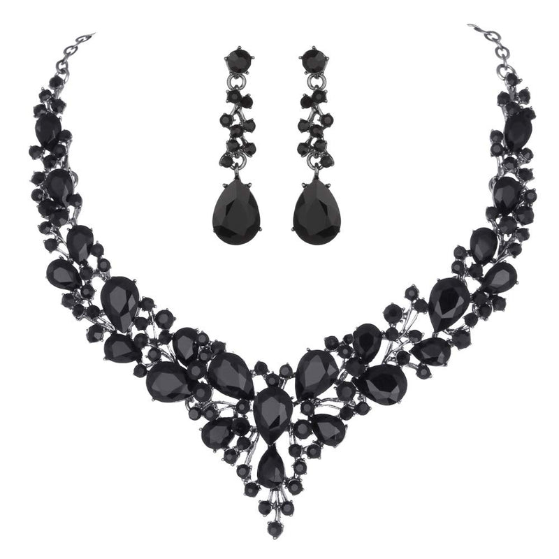 Zarte Frauen Österreichische Kristall Schmuck Sets 16 Farben Für Braut Hochzeit Halskette Und Ohrringe Sets Dame Party Modeschmuck